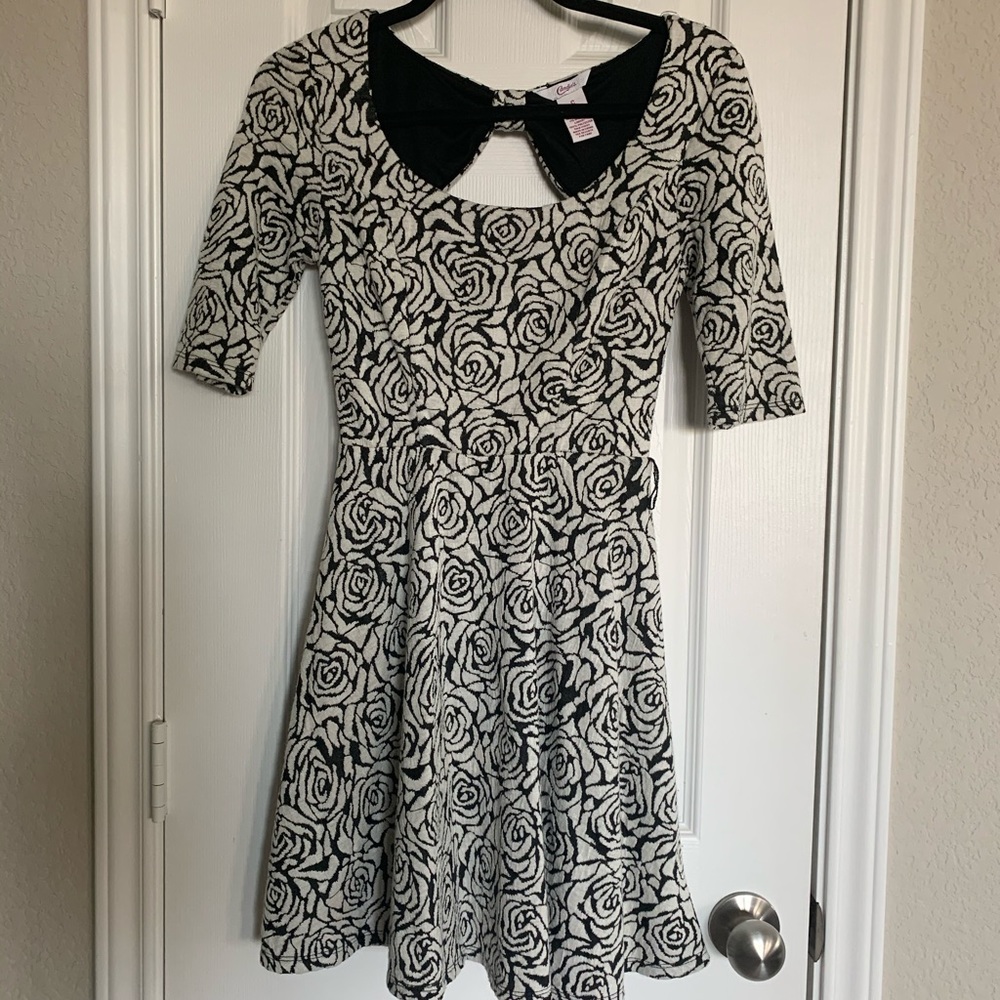 Black and white flare out dress